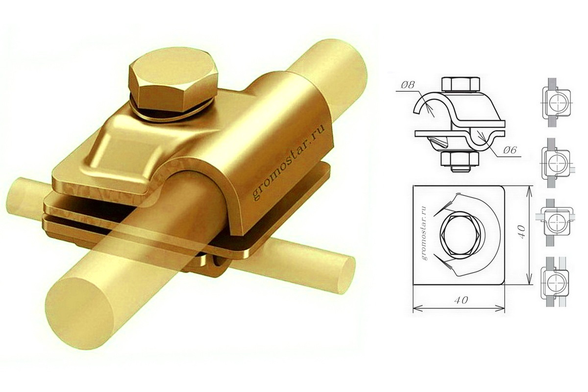 Соединитель универсальный для проволоки Ø6 и Ø8 мм из латуни