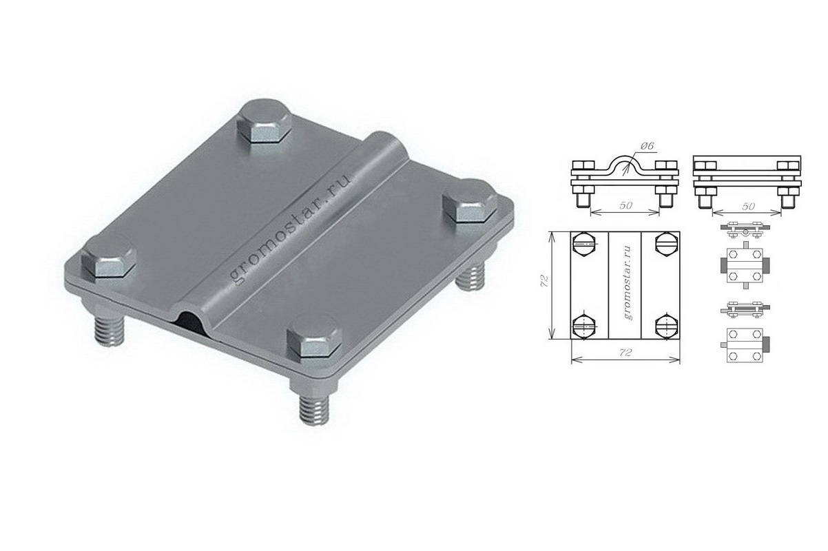 Соединитель универсальный для проводника круглого Ø6 мм и плоского до 50 мм из алюминия