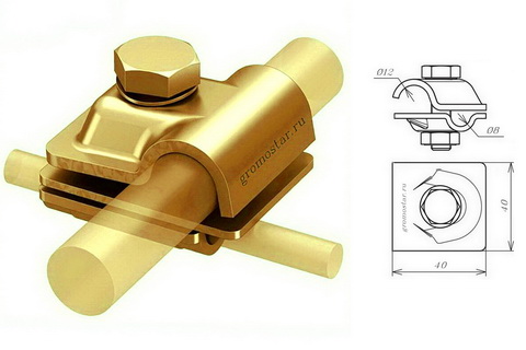 Соединитель универсальный для проволоки Ø8 и Ø12 мм из латуни