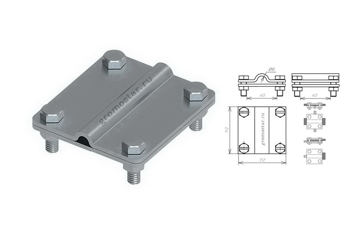 Соединитель универсальный для проводника круглого Ø6 мм и плоского до 40 мм из алюминия