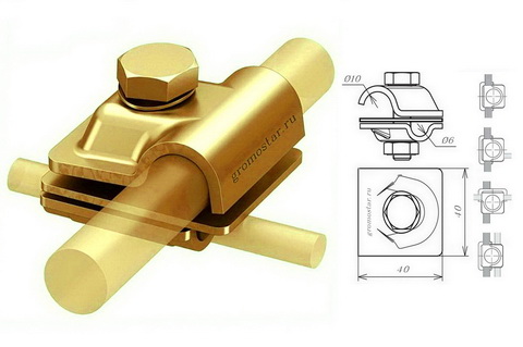 Соединитель проводника для круглого проводника Ø6 мм из латуни