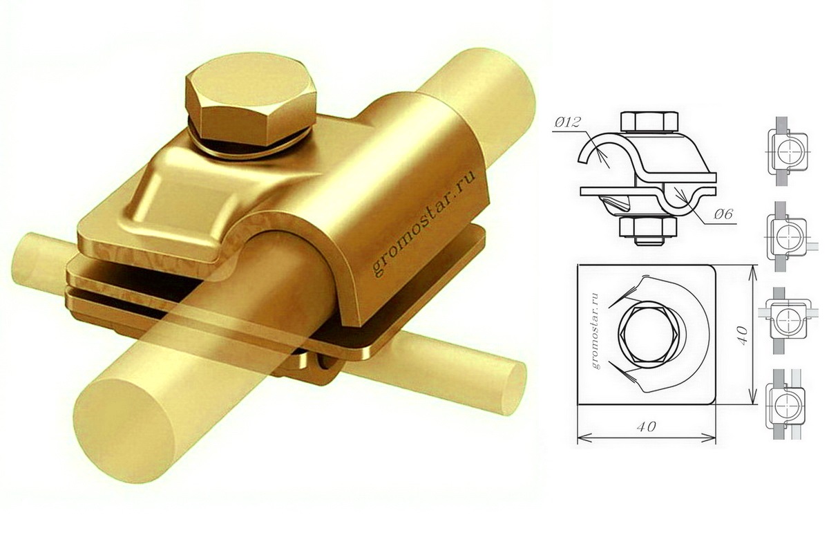 Соединитель универсальный для проволоки Ø6 и Ø12 мм из латуни