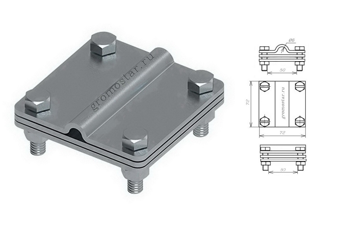 Соединитель универсальный с пластиной для проводника круглого Ø6 мм и плоского до 50 мм