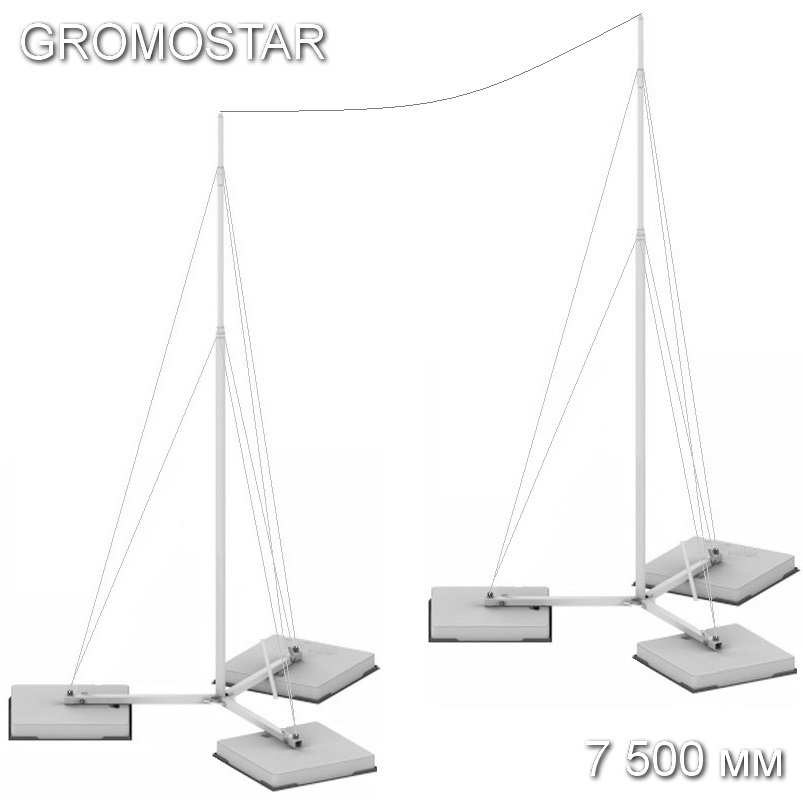 Мачта 7,5 метров для тросового молниеприёмника на бетонном основании