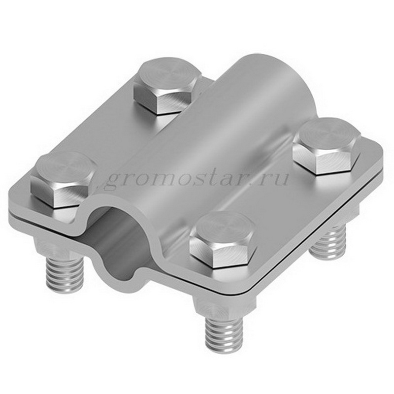 Соединитель универсальный проводника Ø6-Ø10 мм. и молниеприемной мачты Ø16-Ø20 мм. 2 пластины, 4 болта