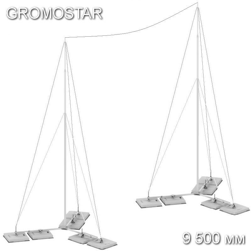 Мачта 9,5 метров для тросового молниеприёмника на бетонном основании