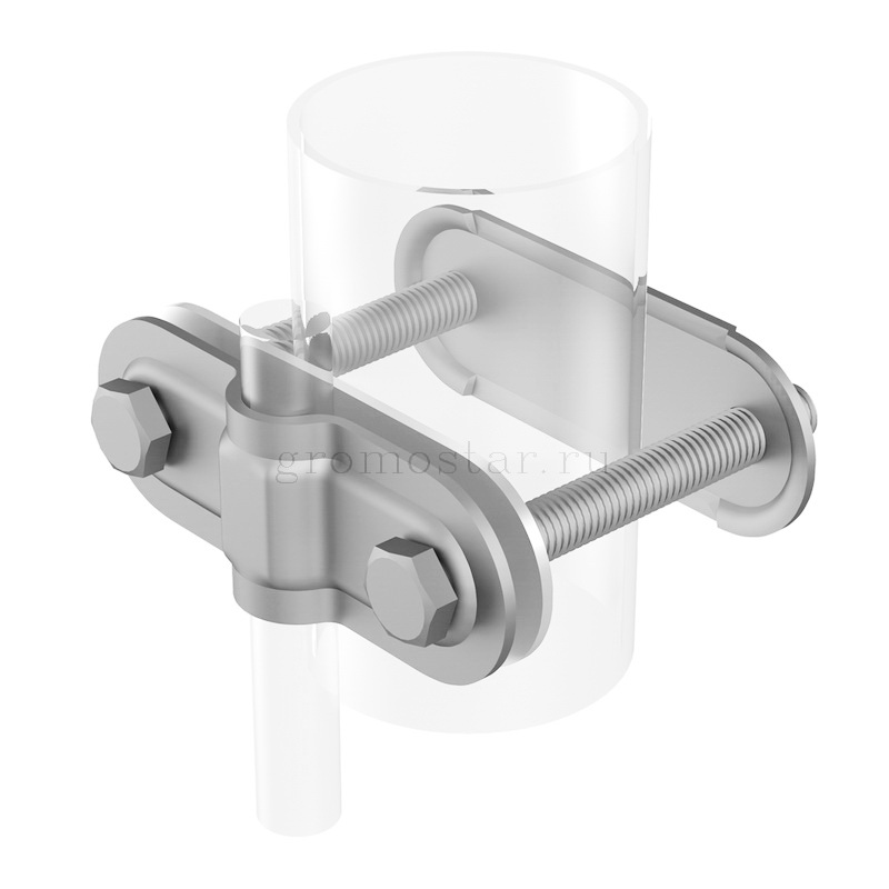 Соединитель круглого проводника Ø6-Ø10 мм. и молниеприемной мачты Ø30-Ø40 мм. 2 пластины, 2 болта