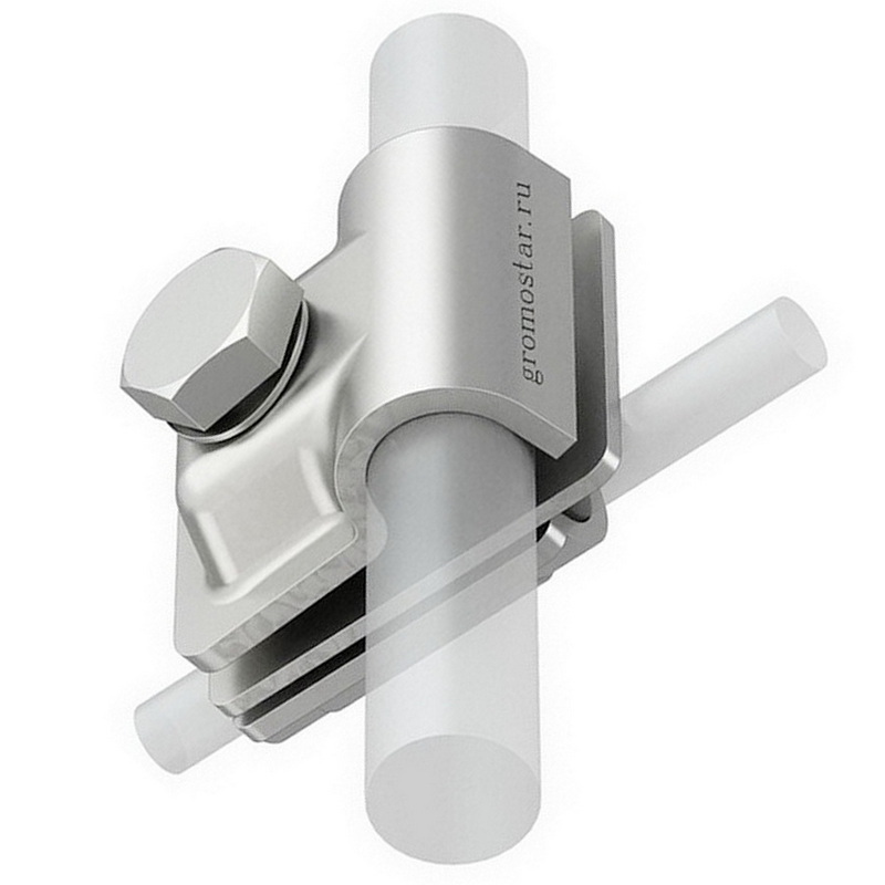 Соединитель универсальный круглого проводника Ø6-Ø10 мм. и молниеприемника Ø8-Ø12 мм. 3 пластины, 1 болт