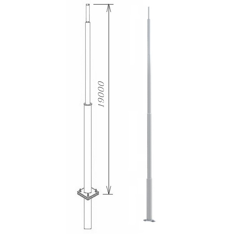 Молниеотводы секционные алюминиевые пассивный МСАП 19,0 метров с закладной