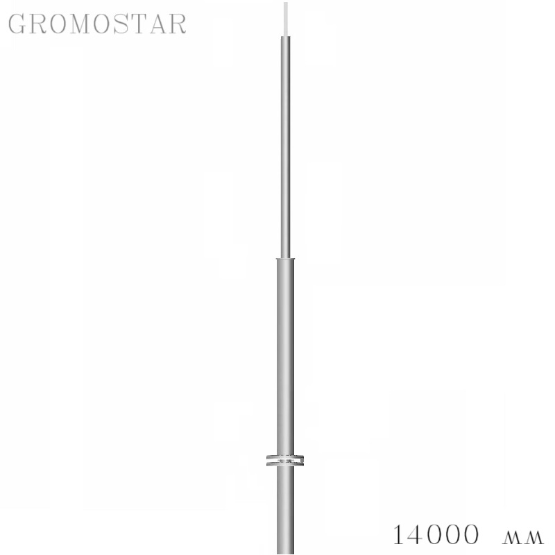 Отдельно стоящая молниеприемная мачта 14 метров с откидным креплением для ручной установки