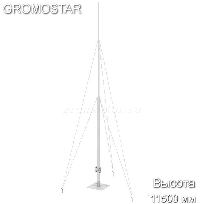 Молниеприемная мачта на анкерах и оттяжках 11,5 метров