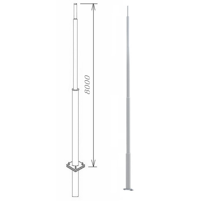 Молниеотводы секционные алюминиевые пассивный МСАП 8,0 метров с закладной