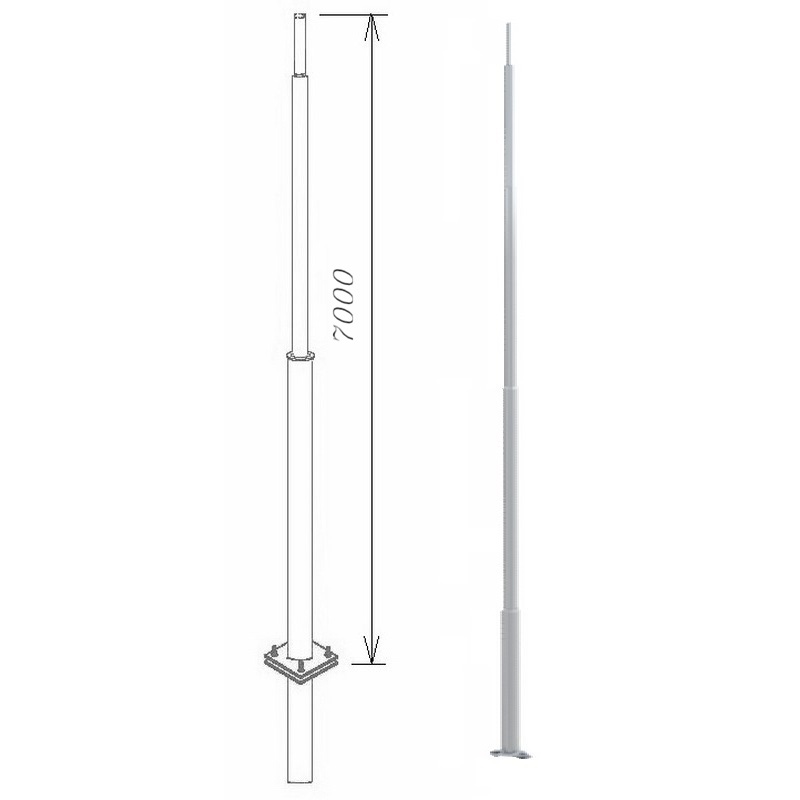 Молниеотводы секционные алюминиевые пассивный МСАП 7,0 метров с закладной