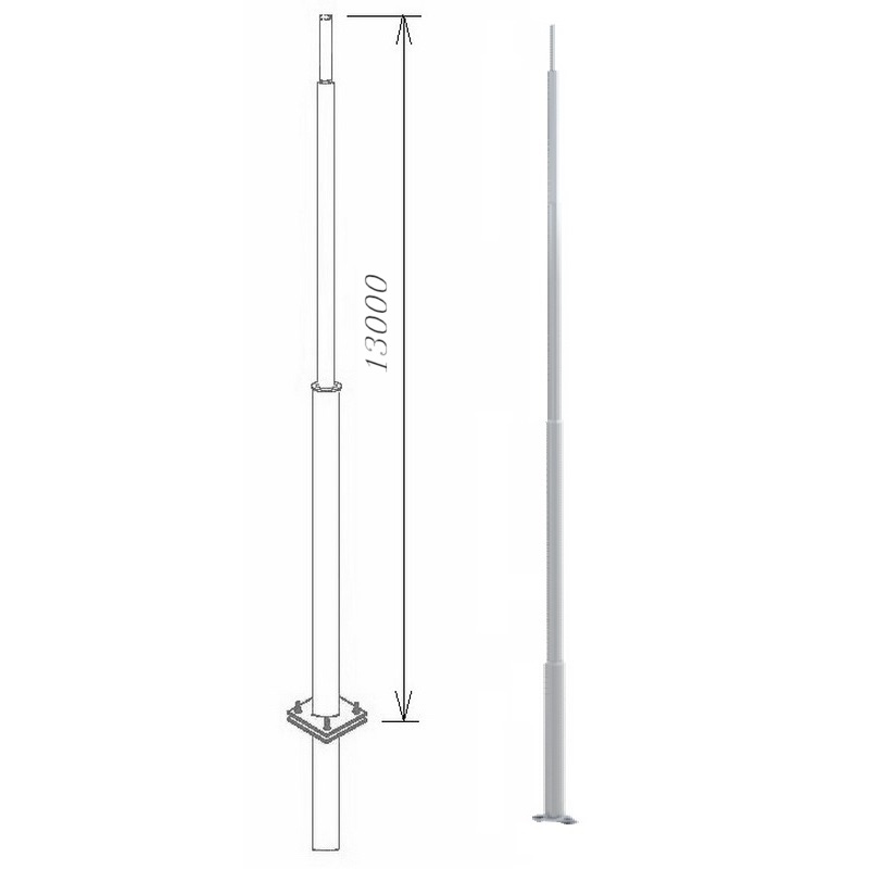 Молниеотводы секционные алюминиевые пассивный МСАП 13,0 метров с закладной