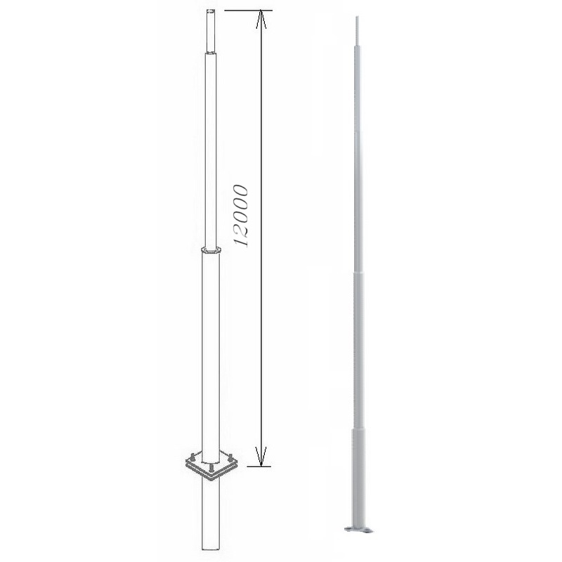 Молниеотводы секционные алюминиевые пассивный МСАП 12,0 метров с закладной