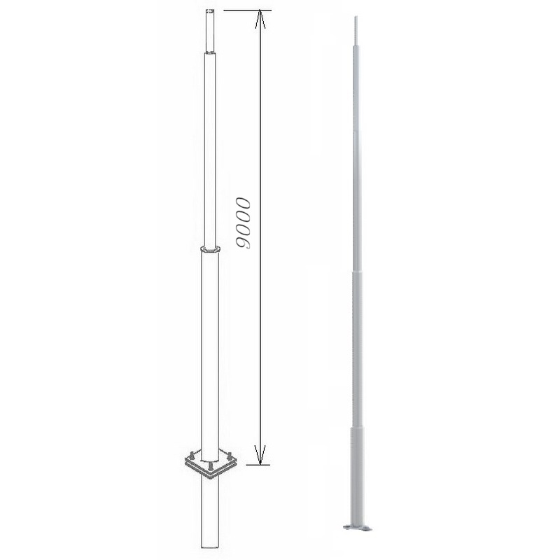 Молниеотводы секционные алюминиевые пассивный МСАП 9,0 метров с закладной