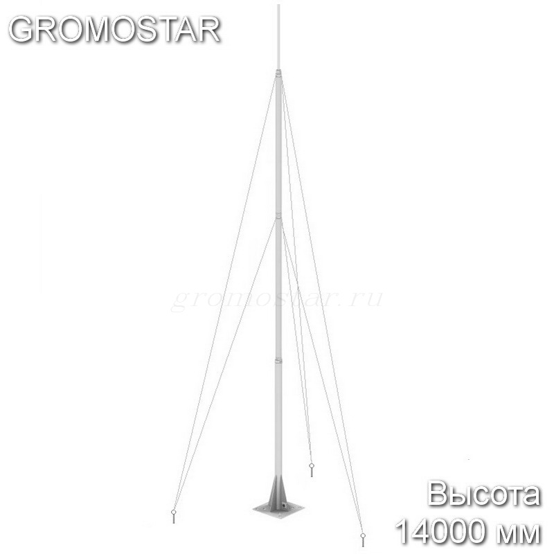 Молниеприемная мачта на анкерах и оттяжках 14 метров