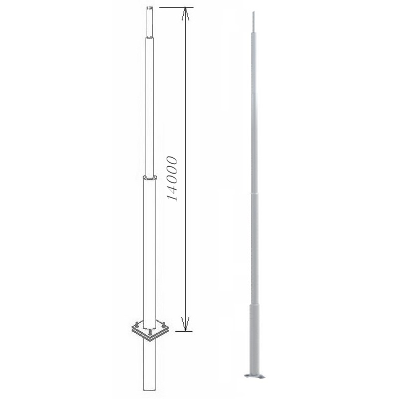 Молниеотводы секционные алюминиевые пассивный МСАП 14,0 метров с закладной