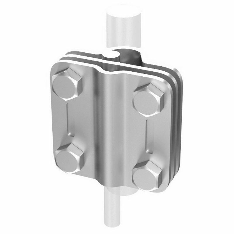 Соединитель универсальный проводника Ø6-Ø10 мм. и молниеприемной мачты Ø30-Ø40 мм. 3 пластины, 4 болта