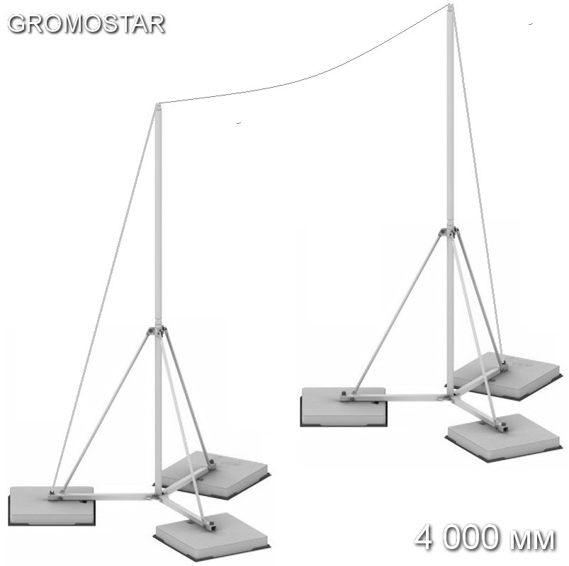 Мачта 4 метра для тросового молниеприёмника на бетонном основании