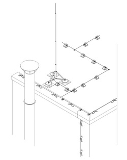 Размещение круглого проводника на мембранную и ПВХ кровлю